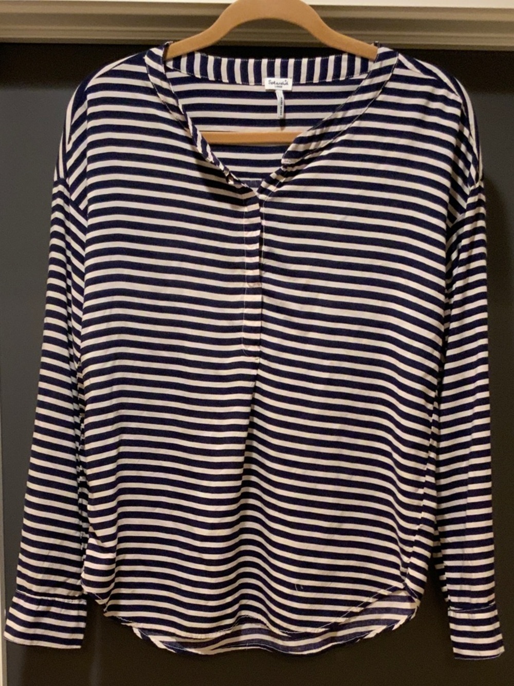 Splendid Striped Navy and White Long Sleeve Top